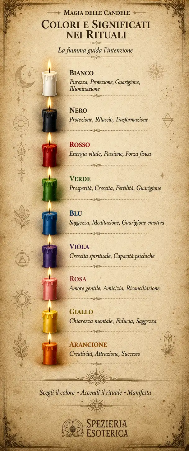 Il significato delle candele esoteriche varia in base al colore scelto.