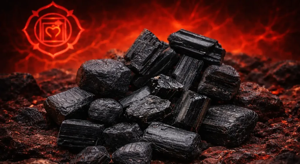 Il chakra della tormalina nera è il Muladhara, il primo dei sette chakra principali nel sistema energetico della tradizione induista.