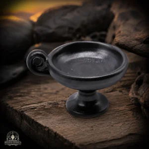 Bruciaincenso in Ceramica Nera con Manico ad Anello