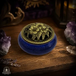 Bruciaincenso in Ceramica Blu Notte con Coperchio Traforato