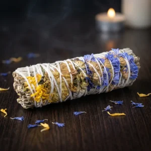 Smudge Vibrazioni Positive: Salvia Bianca e Fiori Essiccati Multicolore