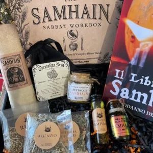 Cofanetto Rituale di Samhain con libro, boccette, sacchetto e bustine di erbe