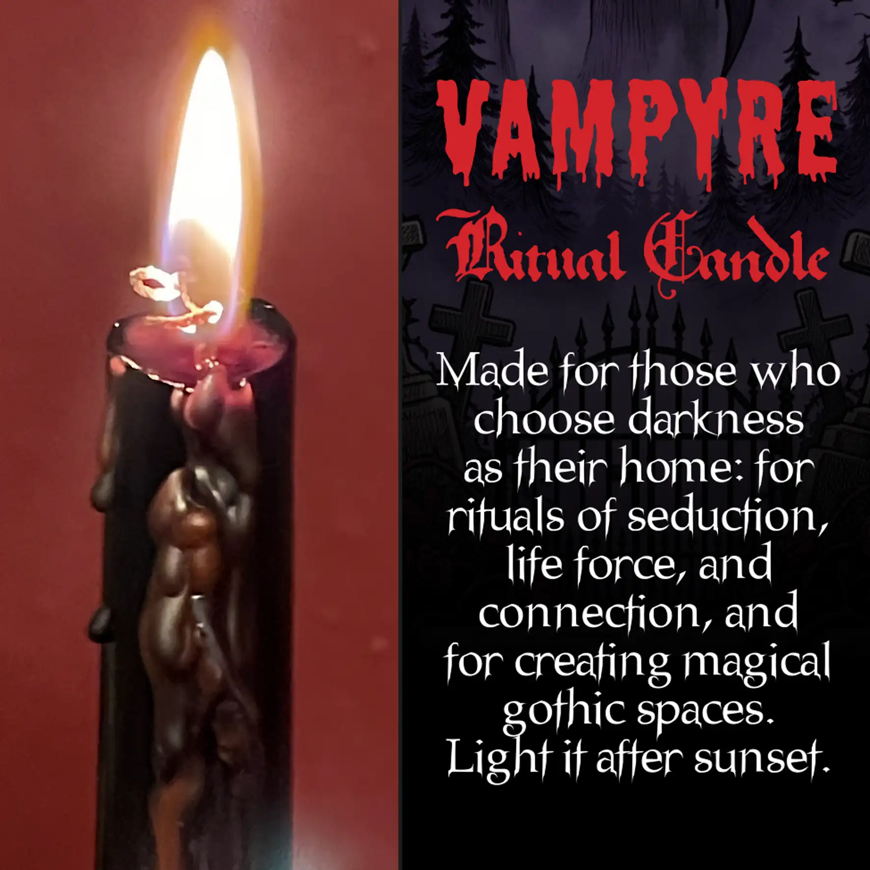 Candela nera Lacrime di Vampiro, 25 cm
